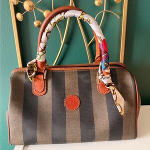 Fendi Pequin Boston Bag